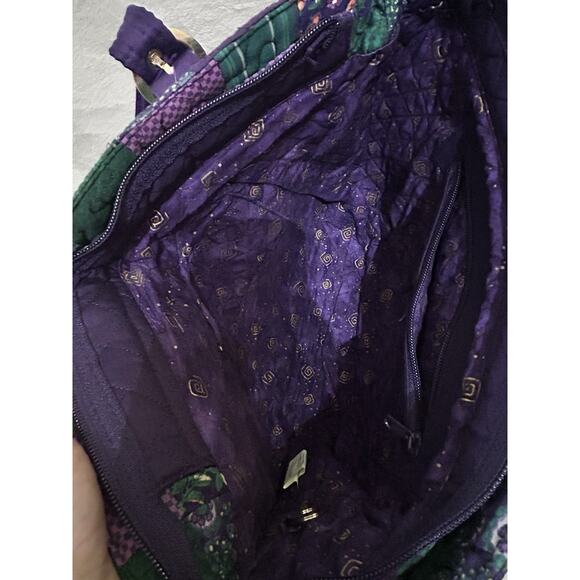 Donna Sharp Quilted Floral Patchwork Purple And Green Large Bag And Wallet - Picture 8 of 14